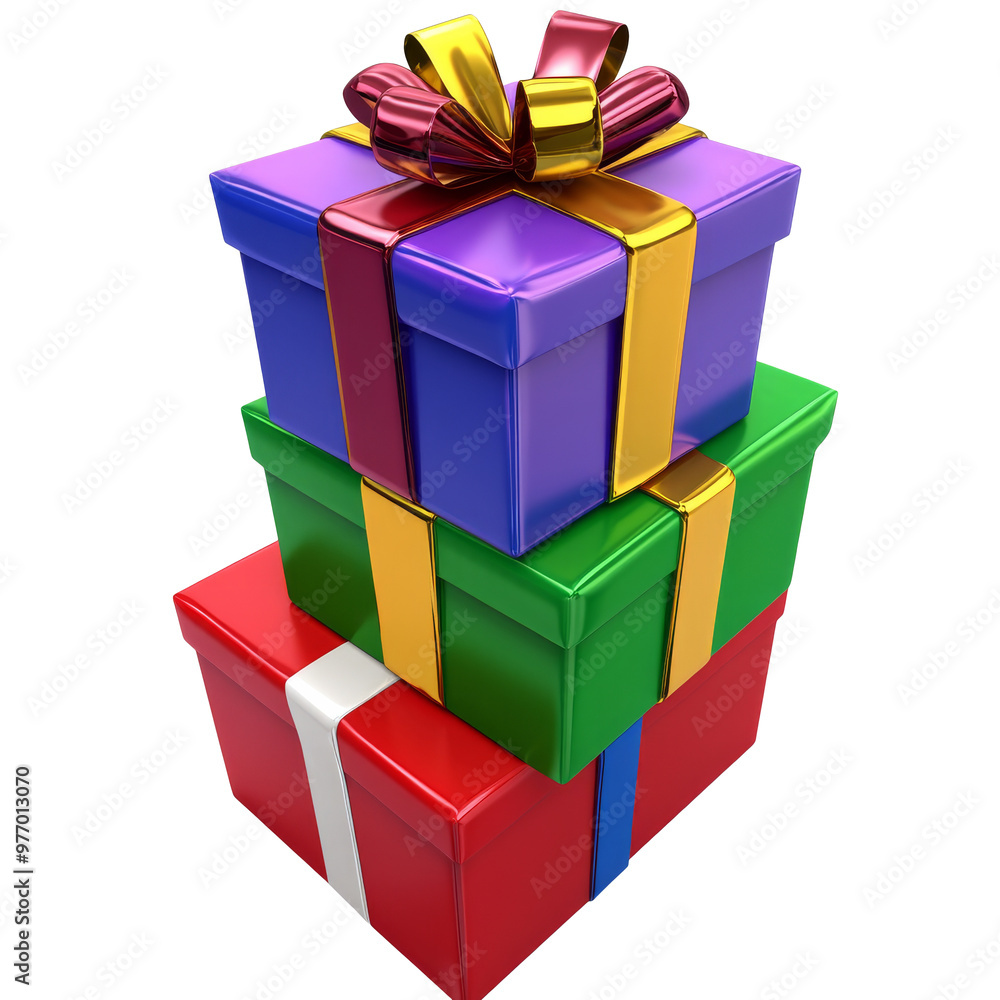 Fototapeta premium Festive stacked gift boxes transparent