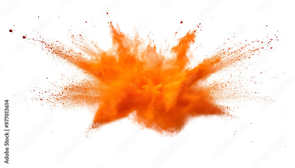 Orange Powder Explosion Splash Isolated on Background Orange Powder Explosion Splash Isolated on Background