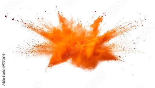 Orange Powder Explosion Splash Isolated on Background
