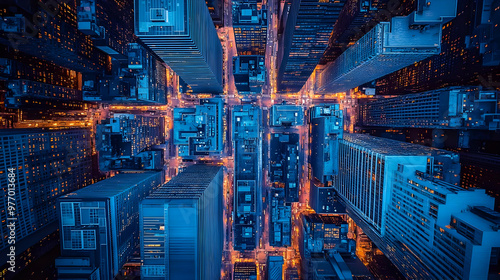 An aerial view of a city at...