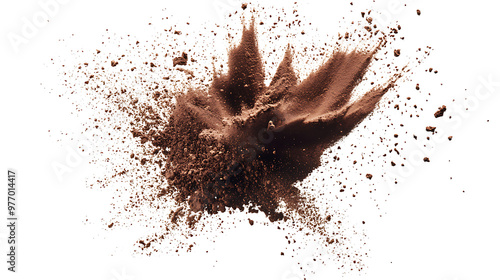 Chocolate Powder Explosion on White Background