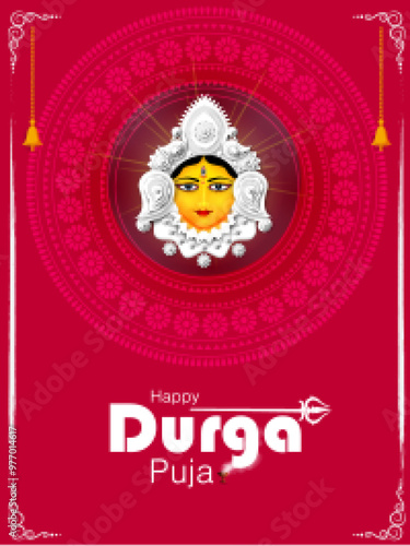 vector illustration of Happy Durga Puja India festival holiday background photo