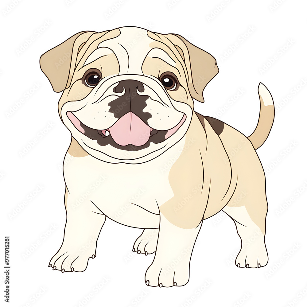 Playful Portrait of a Cheerful English Bulldog Pup in Chibi Style Art Playful Portrait of a Cheerful English Bulldog Pup in Chibi Style Art