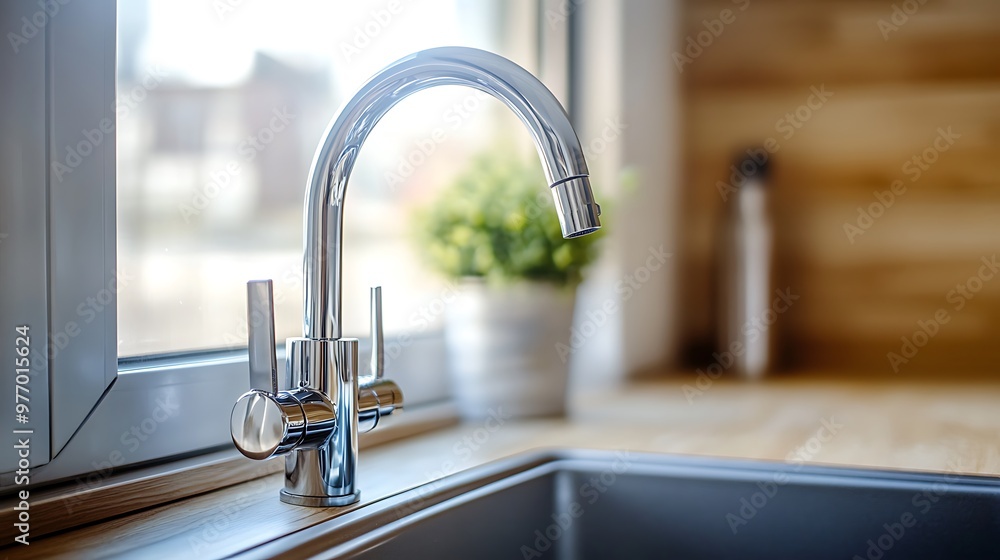 Chrome Kitchen Faucet with Dual Controls Chrome Kitchen Faucet with Dual Controls