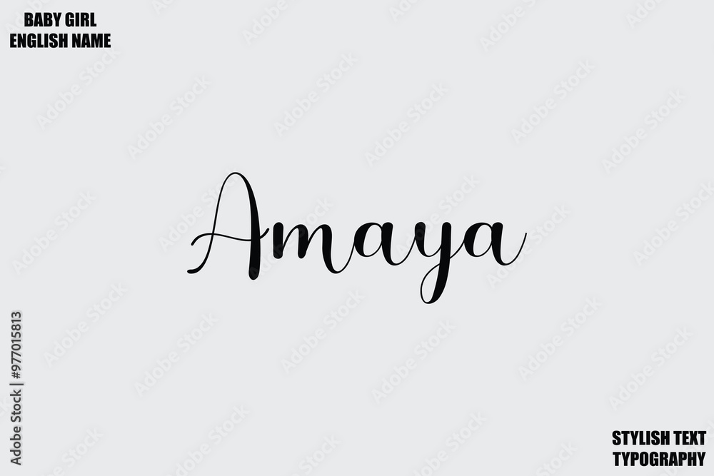 Fototapeta premium Amaya Woman's Name Hand Drawn Lettering Vector Cursive Text Typography 