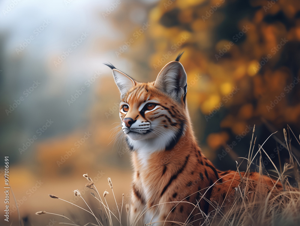 Fototapeta premium Serval, Leptailurus serval, African Wildcat Close Up Portrait in Wildlife