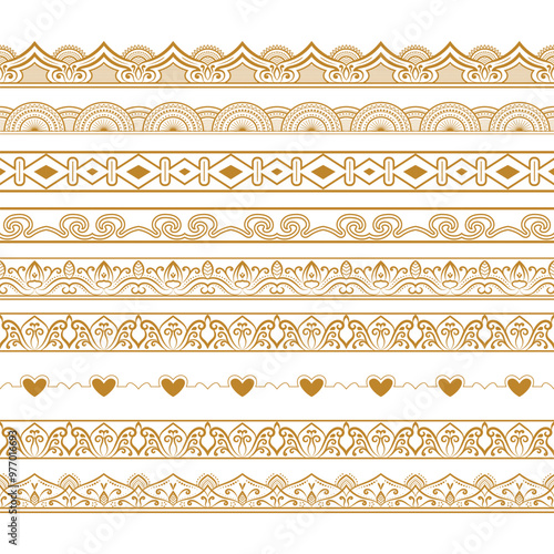 luxury ethnic border patterns seamless pattern in vintage style european dividing line page border or fabric pattern set collection
