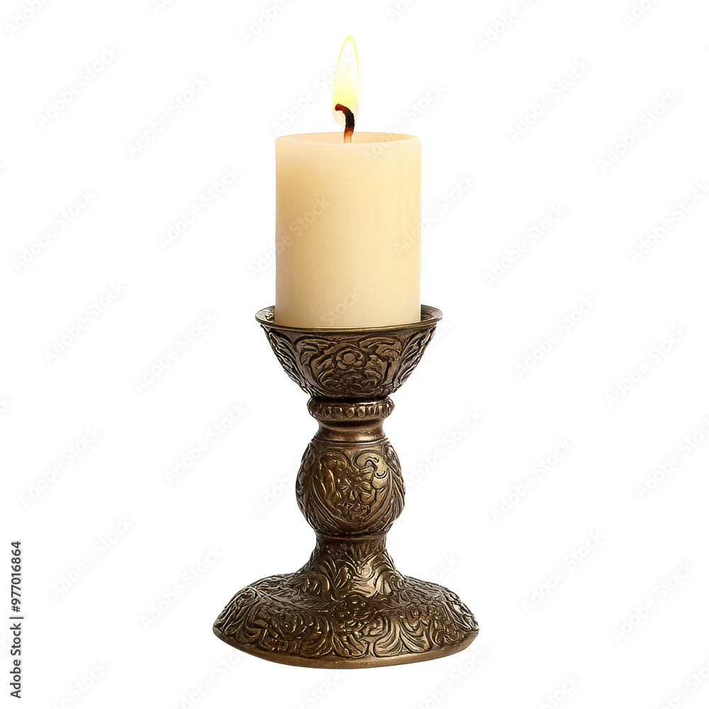 Ornate candle displayed by window transparent Ornate candle displayed by window transparent