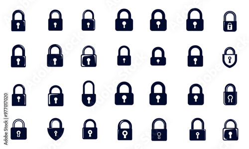 Lock flat vector icons set 