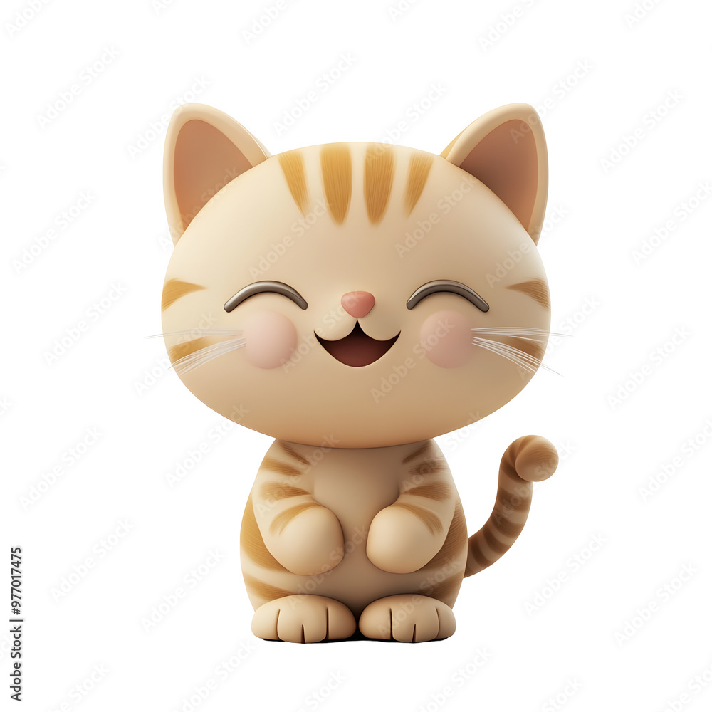 Playful Tabby Cat with Wagging Tail in Pastel 3D Render Style Playful Tabby Cat with Wagging Tail in Pastel 3D Render Style