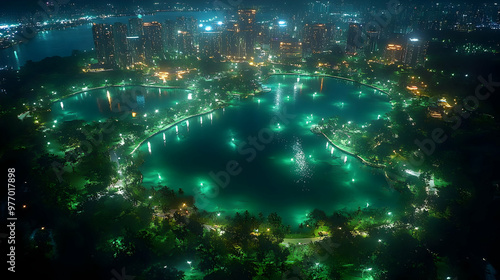 An aerial view of a large c...
