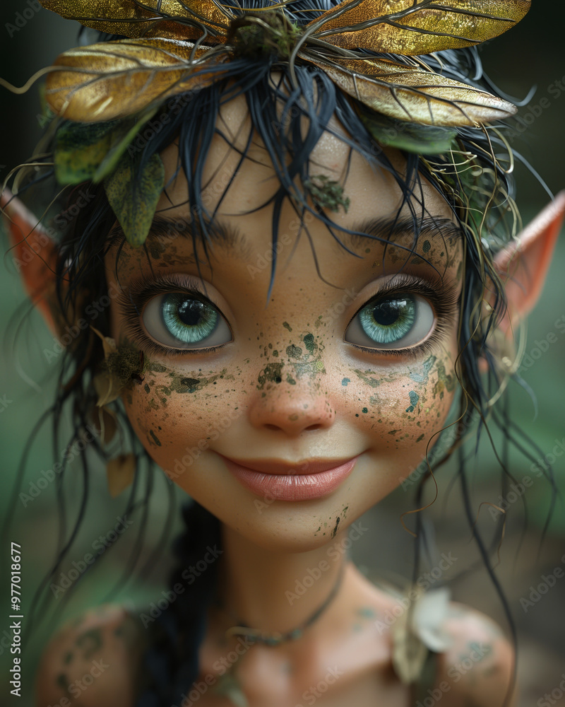 A whimsical fairy with a headpiece in a cartoon style. A whimsical fairy with a headpiece in a cartoon style.