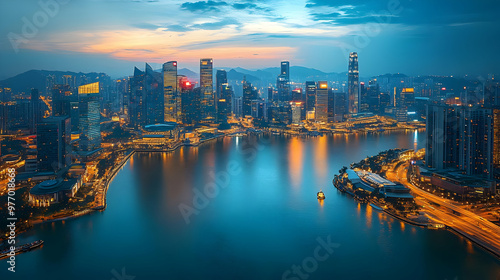 An aerial view of a modern ...