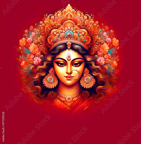 Maa Durga Navratri festival durga puja template design background photo