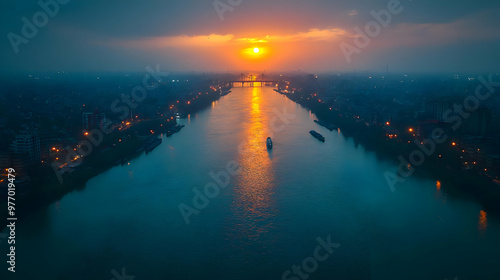 An aerial view of a river f...