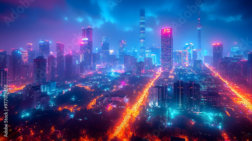 An aerial view of a vibrant...