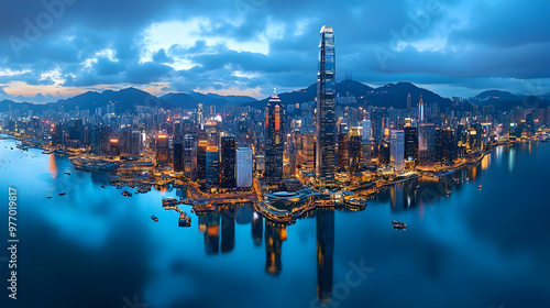 An aerial view of Hong Kong...