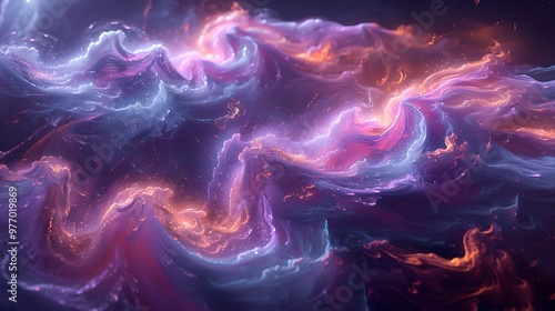 A mesmerizing, iridescent emoji with swirling hues of turquoise and purple, its design embodying sophistication and allure against a deep, dark background. 