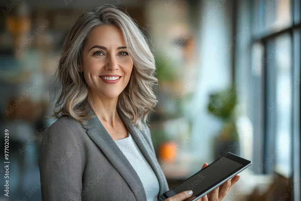 Confident Business Woman Working on Tablet Confident Business Woman Working on Tablet