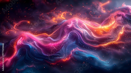 A mesmerizing, iridescent emoji with swirling hues of turquoise and purple, its design embodying sophistication and allure against a deep, dark background. 
