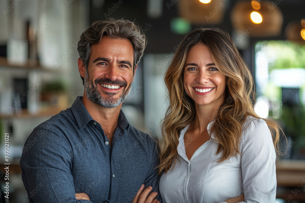 Smiling Couple Portrait: Business Success and Partnership Smiling Couple Portrait: Business Success and Partnership