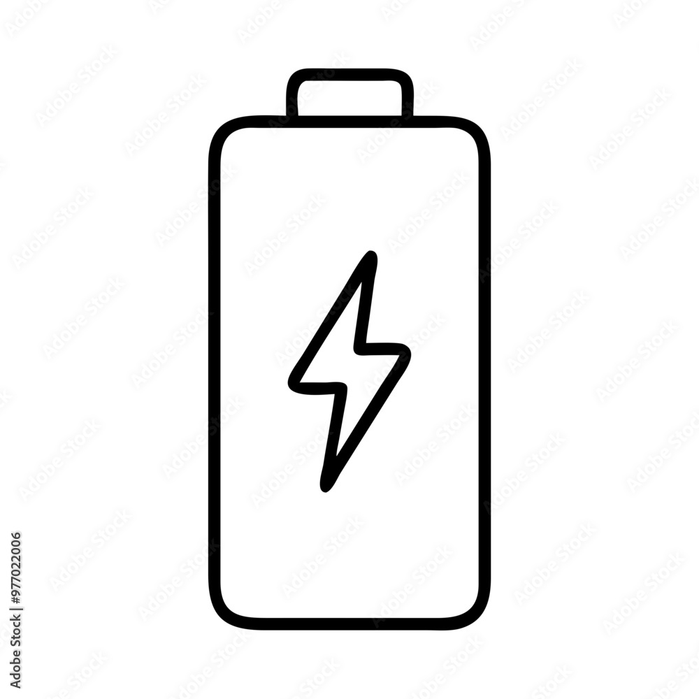 Battery Icon Outline with Lightning Bolt, Energy Symbol Battery Icon Outline with Lightning Bolt, Energy Symbol