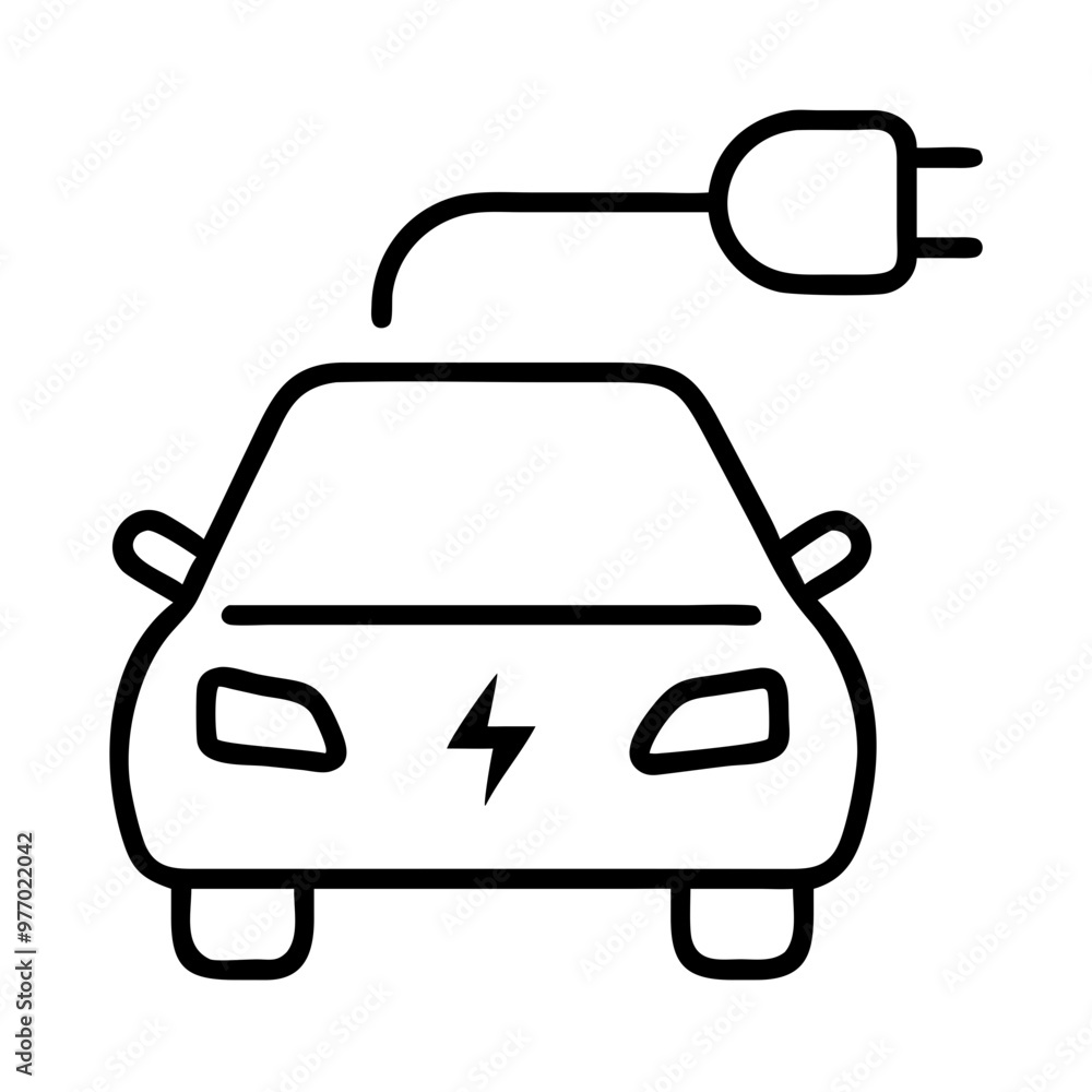 Obraz premium Electric Car Charging Icon Outline, Sustainable Transport Symbol
