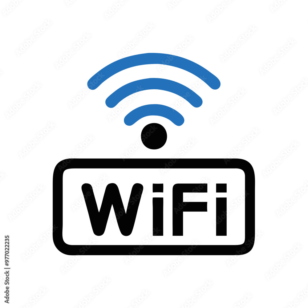 WiFi signal icon with blue waves and a modern design, vector WiFi signal icon with blue waves and a modern design, vector