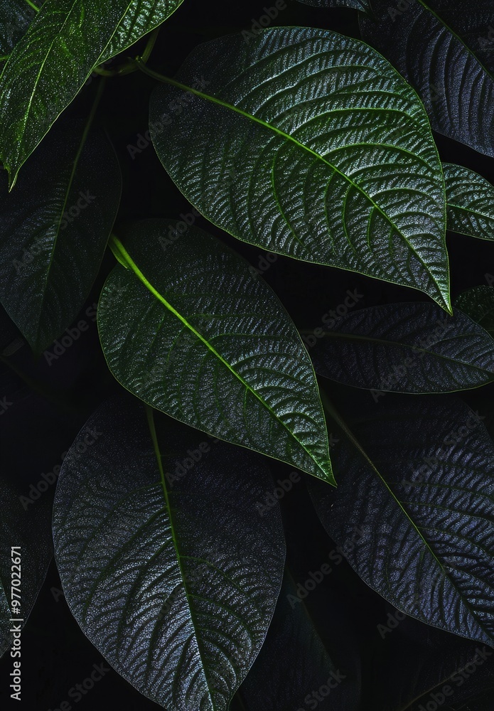 Obraz premium A green plant leaf in a garden, textured green abstract background
