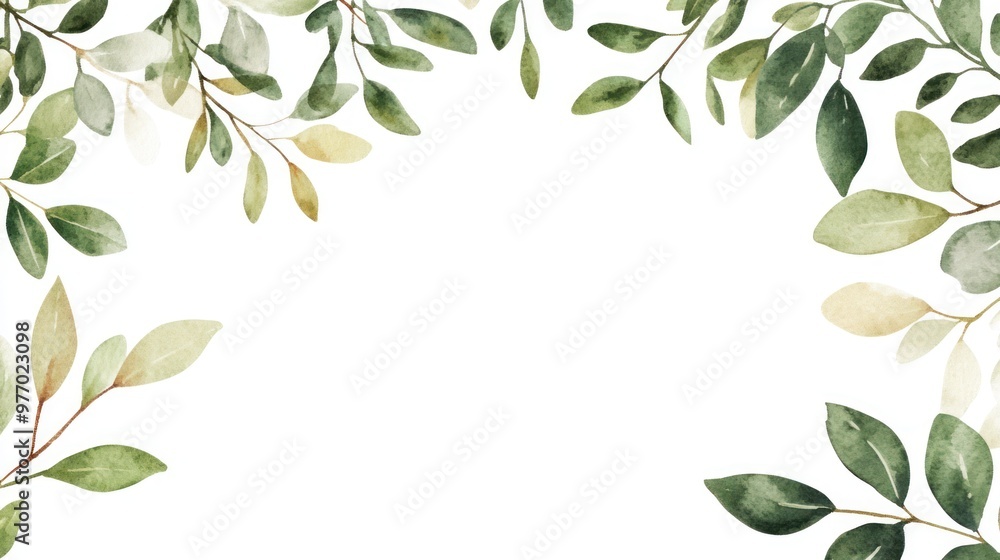 Watercolor Green Leaves Frame Watercolor Green Leaves Frame