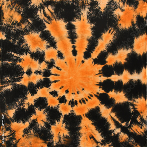 Obraz na płótnie Black and orange tie dye pattern