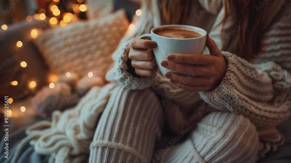 Female hands holding a cup of coffee. Concept of warmth and comfort woman enjoys her hot beverage Female hands holding a cup of coffee. Concept of warmth and comfort woman enjoys her hot beverage