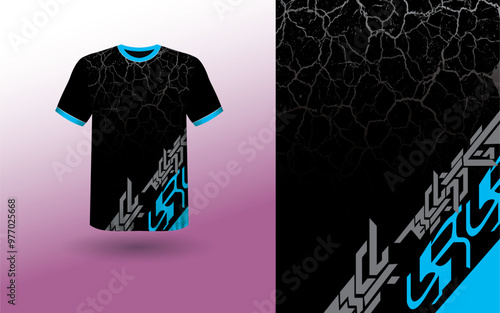 T-shirt Sport Design Template, T-shirt Mockup Abstract Grunge Sport Jersey Design For Cricket, Football Soccer, Racing, Sports, Running Soccer Jersey. Uniform Front View