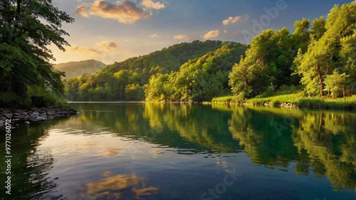mountain lake in the summer