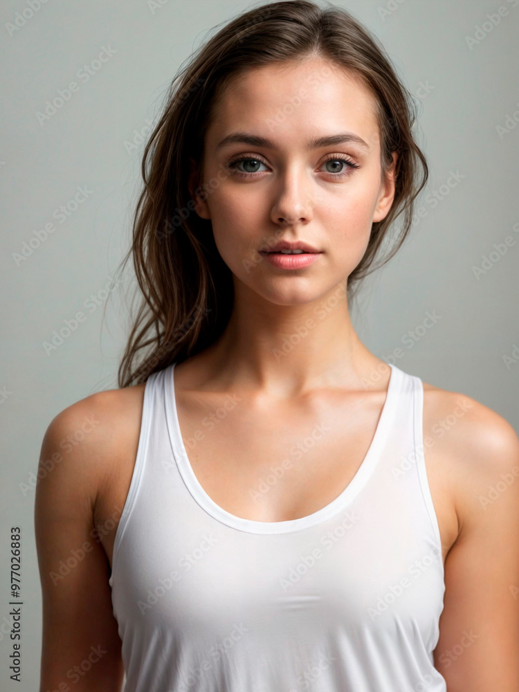 model wearing a white T-shirt model wearing a white T-shirt