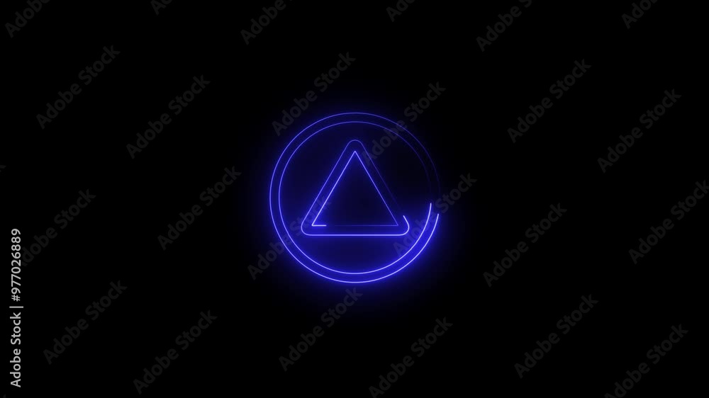 Video, audio neon play button icon animation. glowing play button animation. Press to play. On black background. Video, audio neon play button icon animation. glowing play button animation. Press to play. On black background.