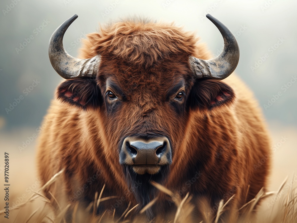 Water Buffalo, African Wild Buffalo, in a grassy savanna environment Water Buffalo, African Wild Buffalo, in a grassy savanna environment