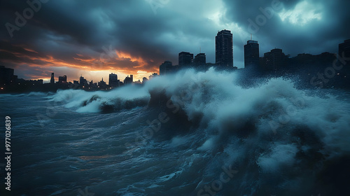 Powerful waves crashing aga...