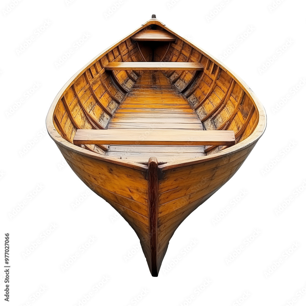 Classic wooden rowboat with polished interior transparent Classic wooden rowboat with polished interior transparent