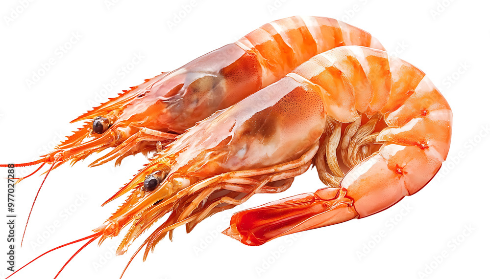 Fresh Prawns and Shrimps Isolated on White Background Vector Fresh Prawns and Shrimps Isolated on White Background Vector