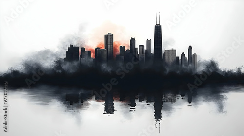 Silhouette of a city skylin...