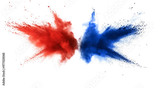 Blue and Red Smoke Merging on Transparent Background