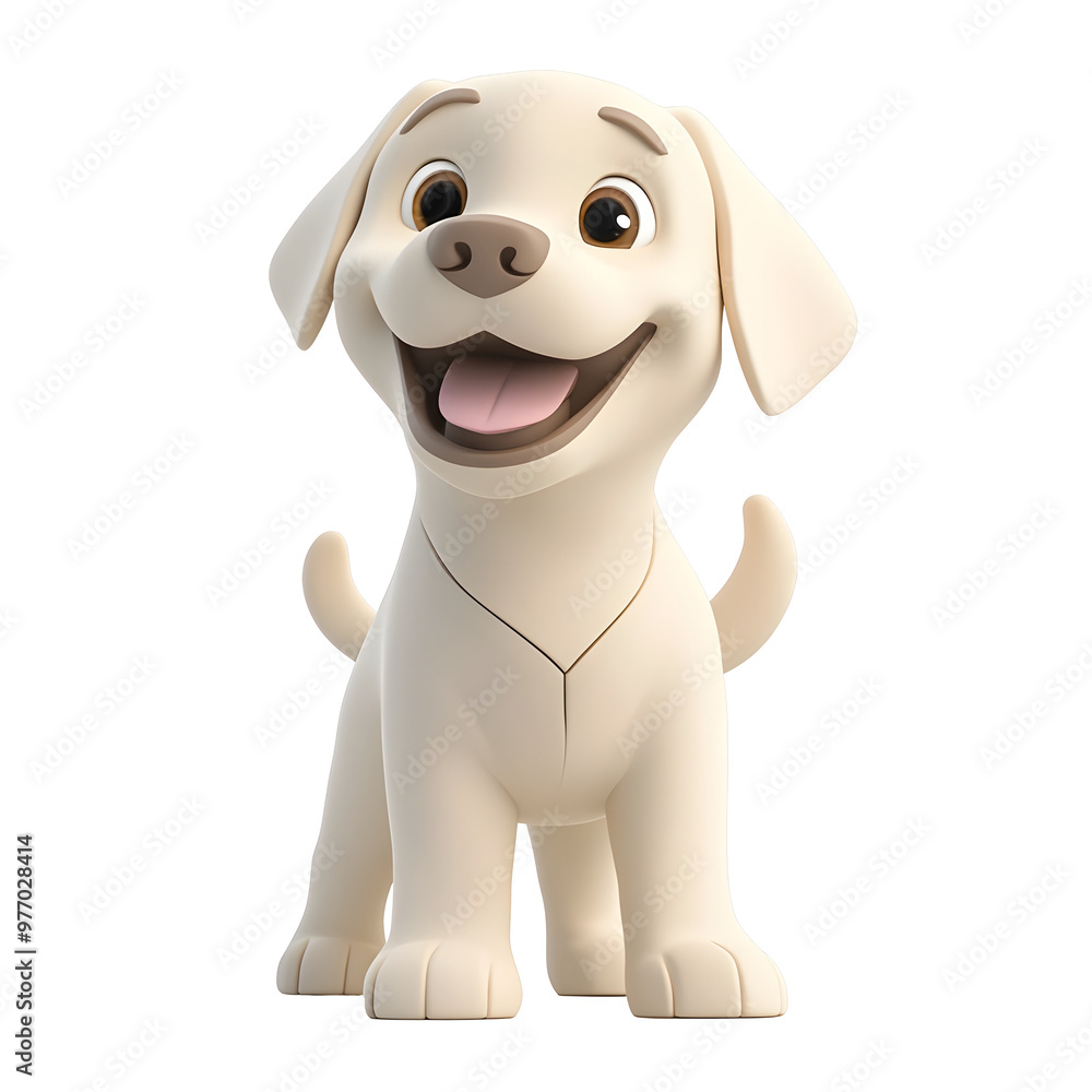 Cheerful Labrador Retriever Puppy with Wagging Tail in Pastel Colors Cheerful Labrador Retriever Puppy with Wagging Tail in Pastel Colors