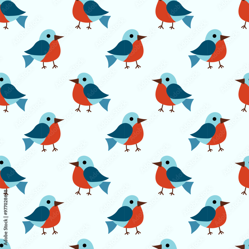 Christmas winter seamless pattern with cute birds bullfinches. Vector flat background. Christmas winter seamless pattern with cute birds bullfinches. Vector flat background.