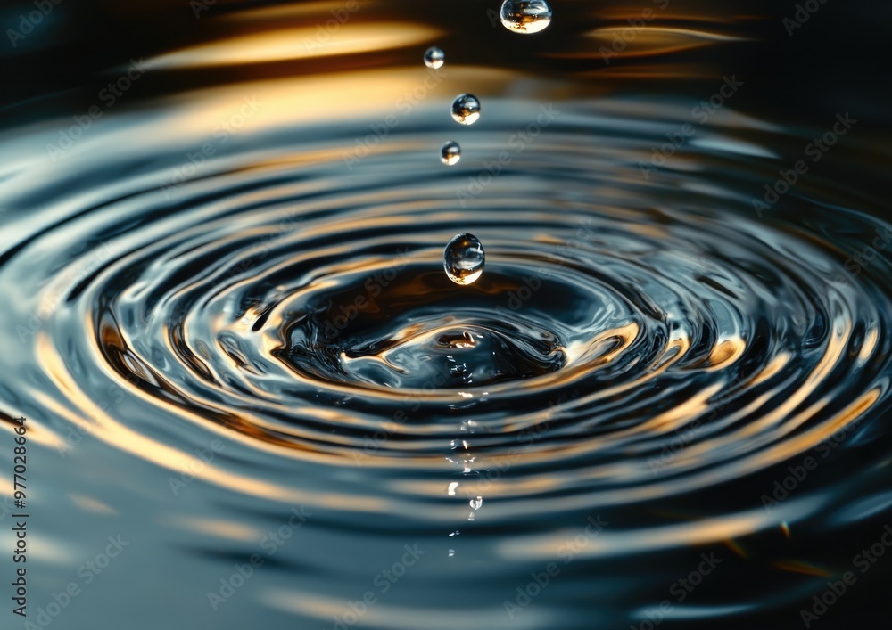 Close up of water droplets creating rings on a surface forming perfect concentric circles showcasing the unique effects of water on various materials Close up of water droplets creating rings on a surface forming perfect concentric circles showcasing the unique effects of water on various materials