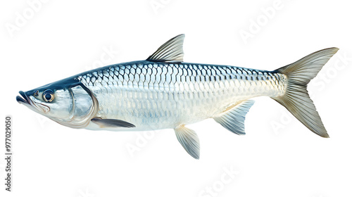 Tarpon Fish from Pacific Ocean Isolated on White Background