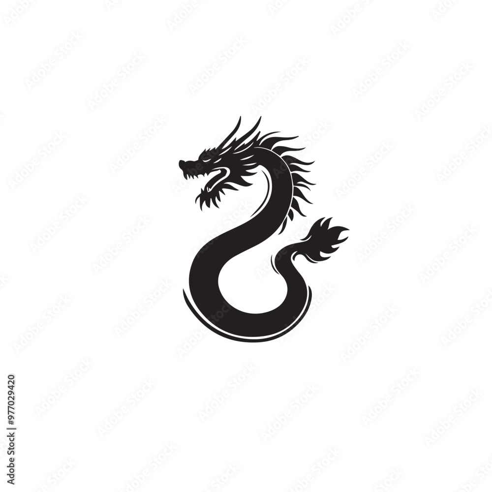 Fototapeta premium Dragon in cartoon, doodle style . Image for t-shirt, web, mobile apps and ui. Isolated 2d vector illustration in logo, icon, sketch style, Eps 10, black and white. AI Generative