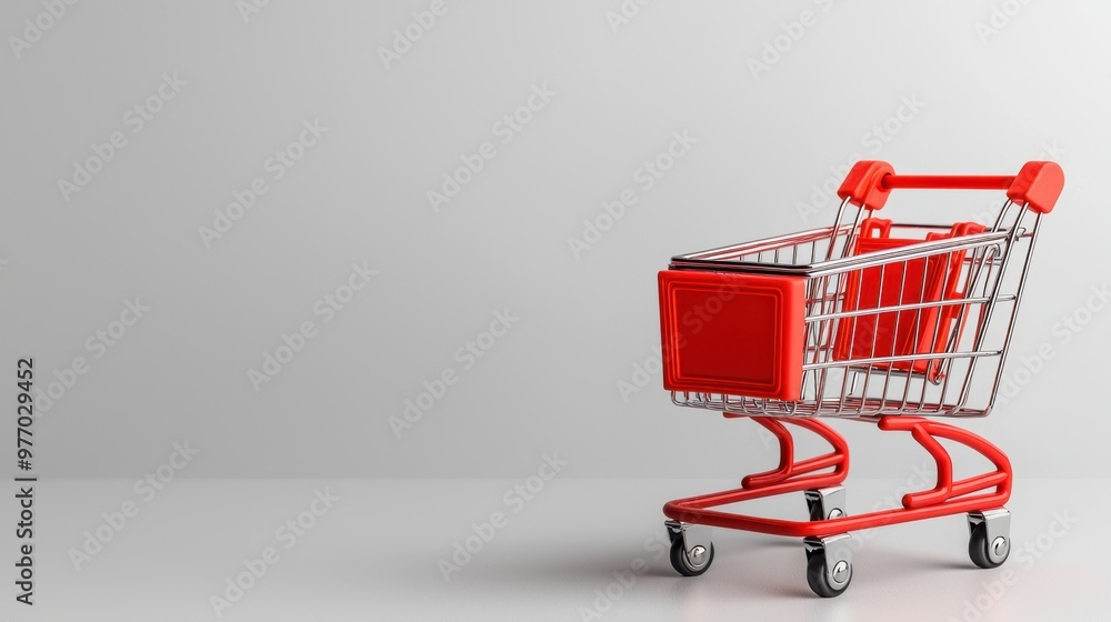 Minimalist Empty Shopping Cart Symbolizing Consumer Trends and Retail Behavior with Copy Space for Text Minimalist Empty Shopping Cart Symbolizing Consumer Trends and Retail Behavior with Copy Space for Text