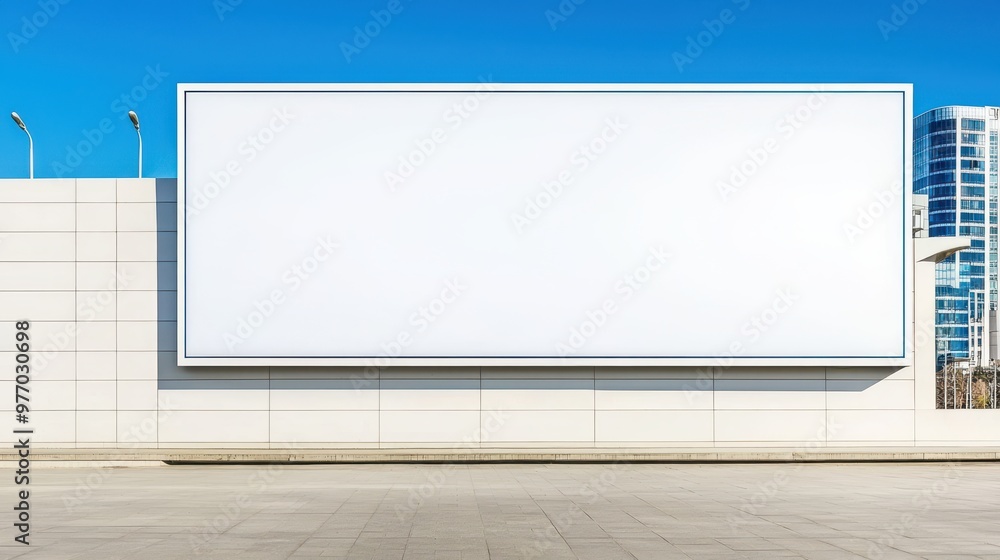 Naklejka premium Blank Billboard Mockup on Modern Building Wall