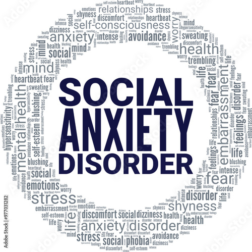 Social Anxiety Disorder word cloud conceptual design isolated on white background.